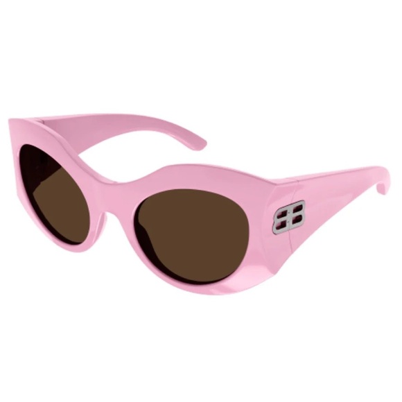 NEW BALENCIAGA HOURGLASS ROUND SUNGLASSES IN PINK - Picture 2 of 5
